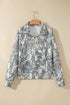 Abstract Camo Print Quarter Zip Kangaroo Pocket Pullover Sweatshirt