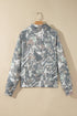 Abstract Camo Print Quarter Zip Kangaroo Pocket Pullover Sweatshirt