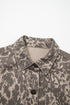 Abstract Camo Print Raw Hem Long Sleeve Collared Jacket