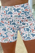 Abstract Camo Printed Seam Detail Biker Shorts