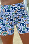 Abstract Camo Printed Seam Detail Biker Shorts