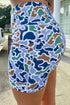 Abstract Camo Printed Seam Detail Biker Shorts