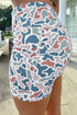 Abstract Camo Printed Seam Detail Biker Shorts