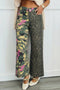 Abstract Camouflage Leopard Patchwork Straight Leg Jeans