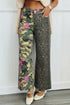 Abstract Camouflage Leopard Patchwork Straight Leg Jeans