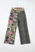 Abstract Camouflage Leopard Patchwork Straight Leg Jeans
