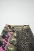 Abstract Camouflage Leopard Patchwork Straight Leg Jeans