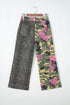 Abstract Camouflage Leopard Patchwork Straight Leg Jeans