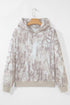 Abstract Camouflage Print Ribbed Edge Long Sleeve Hoodie