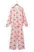 Abstract Character Print Long Sleeve Shift Lounge Set
