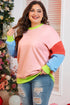 Abstract Colorblock Patchwork Knit Crew Neck Sweatshirt