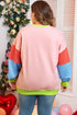 Abstract Colorblock Patchwork Knit Crew Neck Sweatshirt