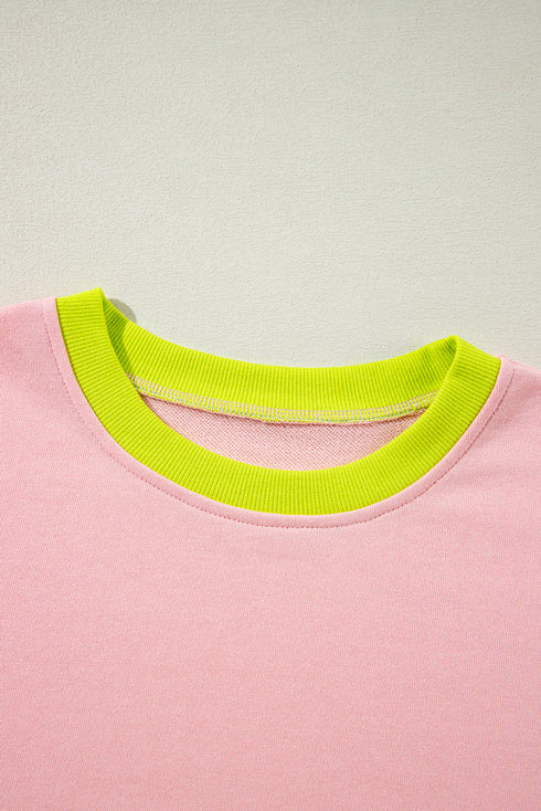 Abstract Colorblock Patchwork Knit Crew Neck Sweatshirt