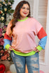 Abstract Colorblock Patchwork Knit Crew Neck Sweatshirt