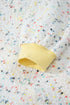 Abstract Confetti Pattern Paneled Border Trim Ribbed Knit Cardigan