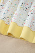 Abstract Confetti Pattern Paneled Border Trim Ribbed Knit Cardigan