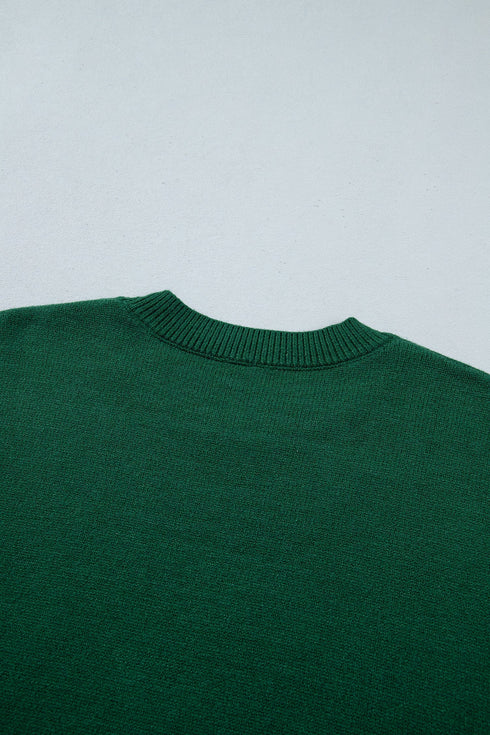 Abstract Dog Embroidered Round Neck Applique Sweater