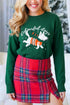 Abstract Dog Embroidered Round Neck Applique Sweater