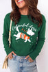 Abstract Dog Embroidered Round Neck Applique Sweater
