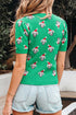 Abstract Dog Pattern Round Neck Short Sleeve Sweater