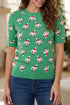 Abstract Dog Pattern Round Neck Short Sleeve Sweater