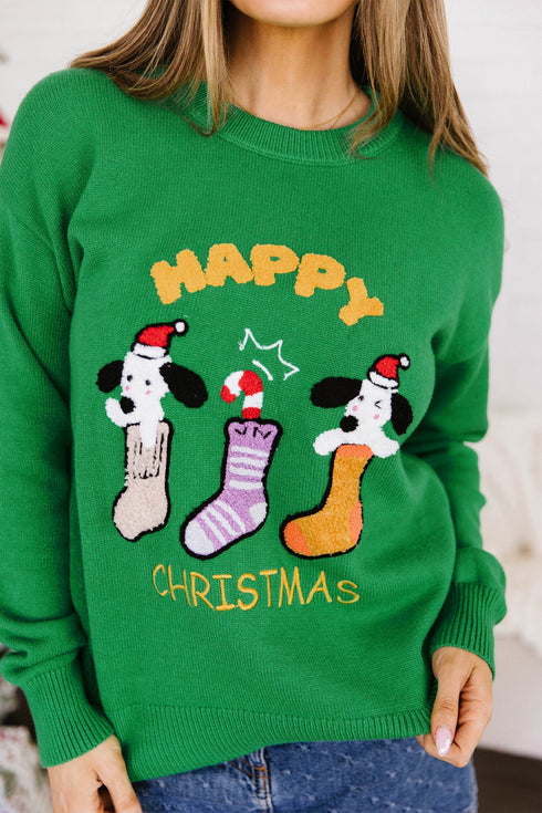 Abstract Embroidered Patch Applique Art Inspired Pullover Sweater
