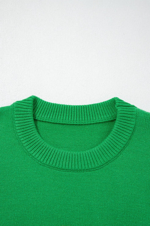 Abstract Embroidered Patch Applique Art Inspired Pullover Sweater
