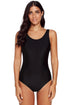 Abstract Etched Print Scoop Neck One Piece Swimsuit