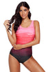 Abstract Etched Print Scoop Neck One Piece Swimsuit