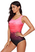 Abstract Etched Print Scoop Neck One Piece Swimsuit