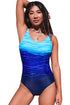 Abstract Etched Print Scoop Neck One Piece Swimsuit