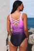 Abstract Etched Print Scoop Neck One Piece Swimsuit