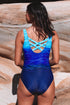 Abstract Etched Print Scoop Neck One Piece Swimsuit