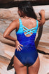Abstract Etched Print Scoop Neck One Piece Swimsuit