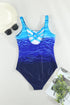 Abstract Etched Print Scoop Neck One Piece Swimsuit