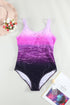 Abstract Etched Print Scoop Neck One Piece Swimsuit