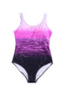 Abstract Etched Print Scoop Neck One Piece Swimsuit