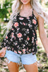 Abstract Feather Print Scoop Neck Tank Top