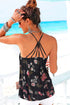 Abstract Feather Print Scoop Neck Tank Top