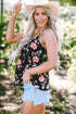 Abstract Feather Print Scoop Neck Tank Top