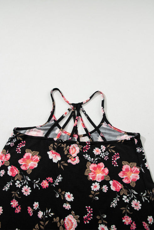 Abstract Feather Print Scoop Neck Tank Top