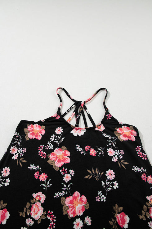 Abstract Feather Print Scoop Neck Tank Top