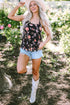 Abstract Feather Print Scoop Neck Tank Top
