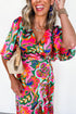 Abstract Floral Flutter Sleeve High Low Wrap Dress