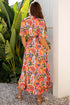 Abstract Floral Flutter Sleeve High Low Wrap Dress
