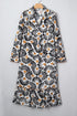 Abstract Floral Print A Line Split Neck Maxi Dress