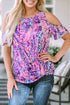 Abstract Floral Print Cold Shoulder Relaxed Blouse