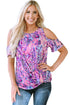 Abstract Floral Print Cold Shoulder Relaxed Blouse