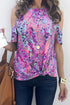 Abstract Floral Print Cold Shoulder Relaxed Blouse