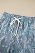 Abstract Floral Print Loose Pullover Drawstring Pants Two Piece Set